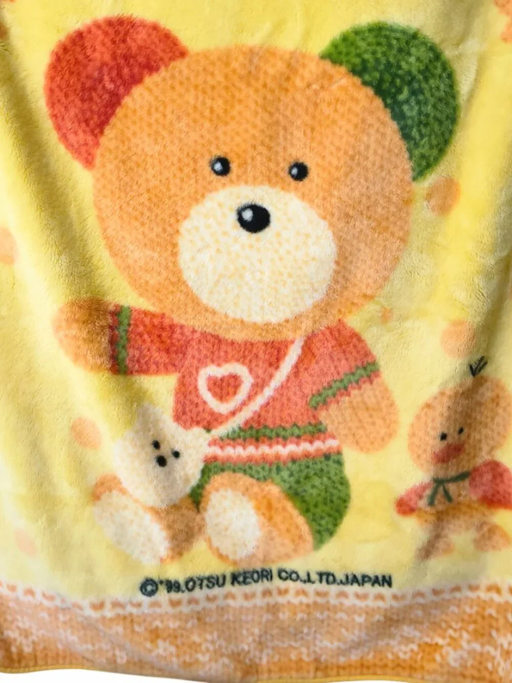 Vintage 1999 Otsu Keori Iroiro Benri Knitton Ton Bear Chick Blanket 37